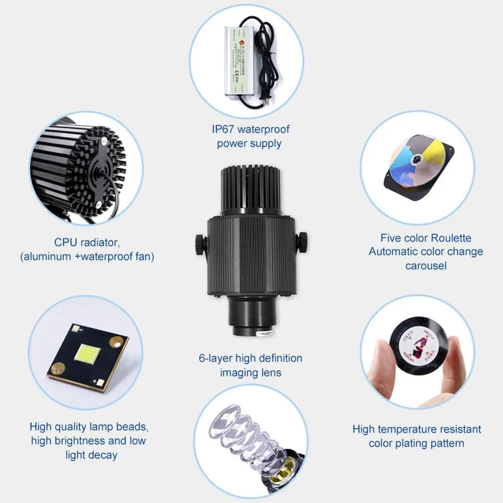 CRONY100W 4 pattern switching with motor logo lamp LED HD Projection Advertising DIY LOGO Custom Lmage Projector Lamp LED display