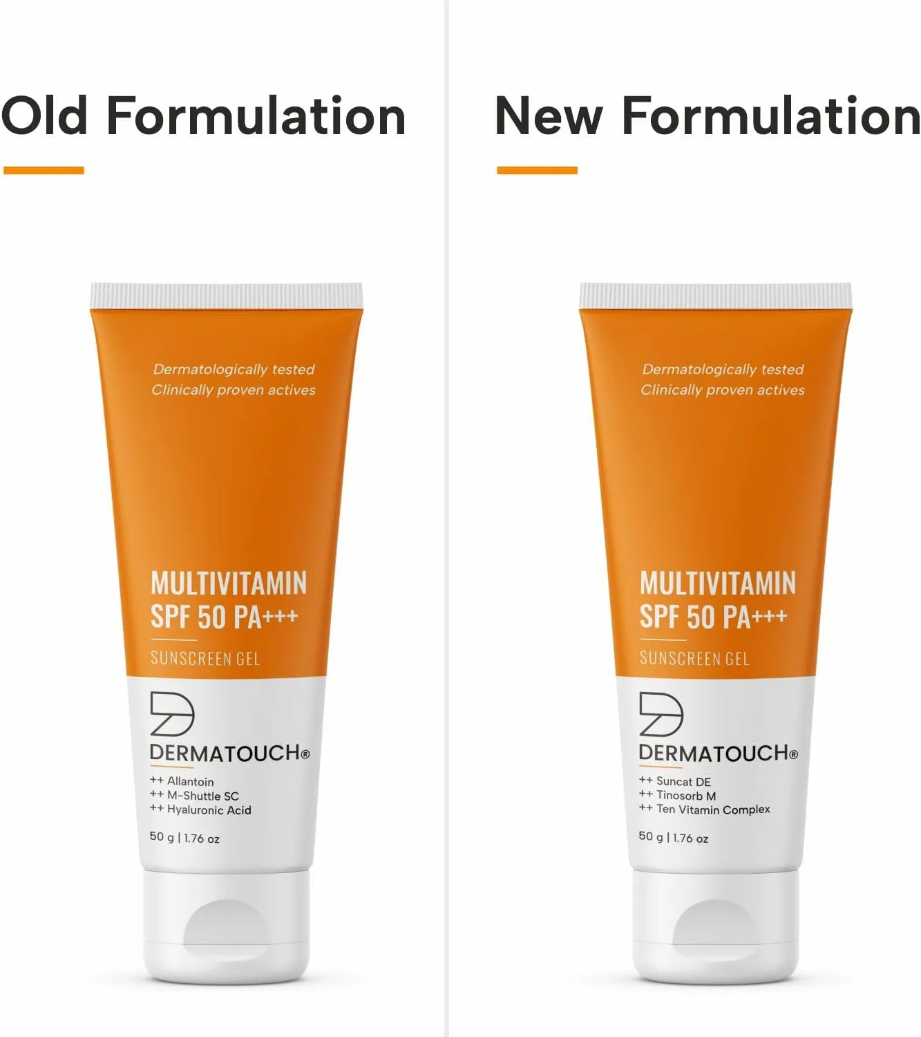 dermatouch multivitamin spf 50 pa+++ sunscreen gel | uva uvb protection |zero white cast | unisex | 50 g (pack of 1)