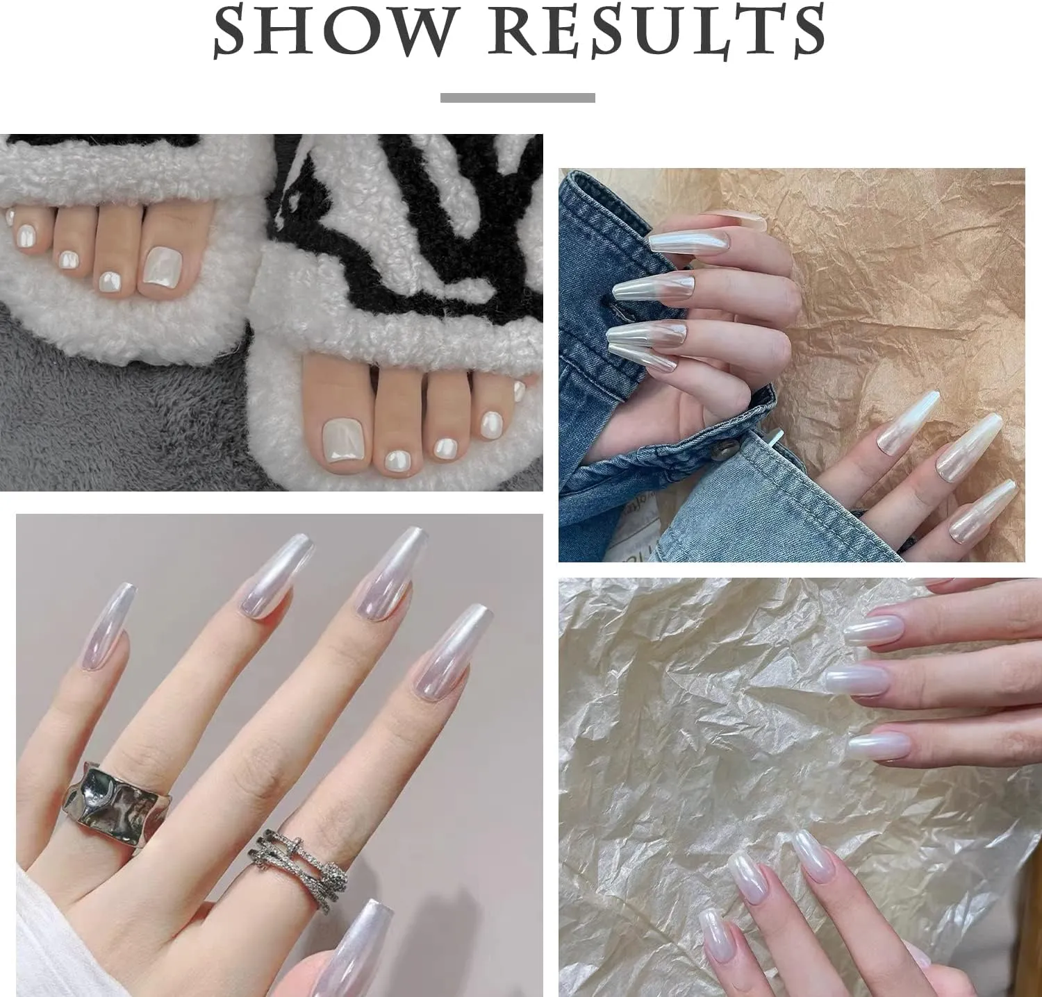 white pearl chrome nail powder,mirror effect aurora magic pearlescent nail jewelry glitter powder holographic pigment, symphony mermaid pearl neon ice aurora dust nail powder,diy nail art decorations