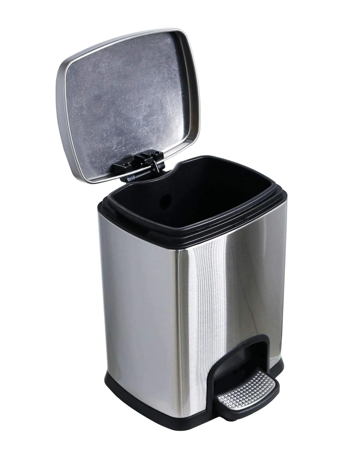GRACE KITCHEN Stainless 12 Liters Step-on Waste Bin, Stainless Steel Foot Pedal Trash Bin Easy-close Lid