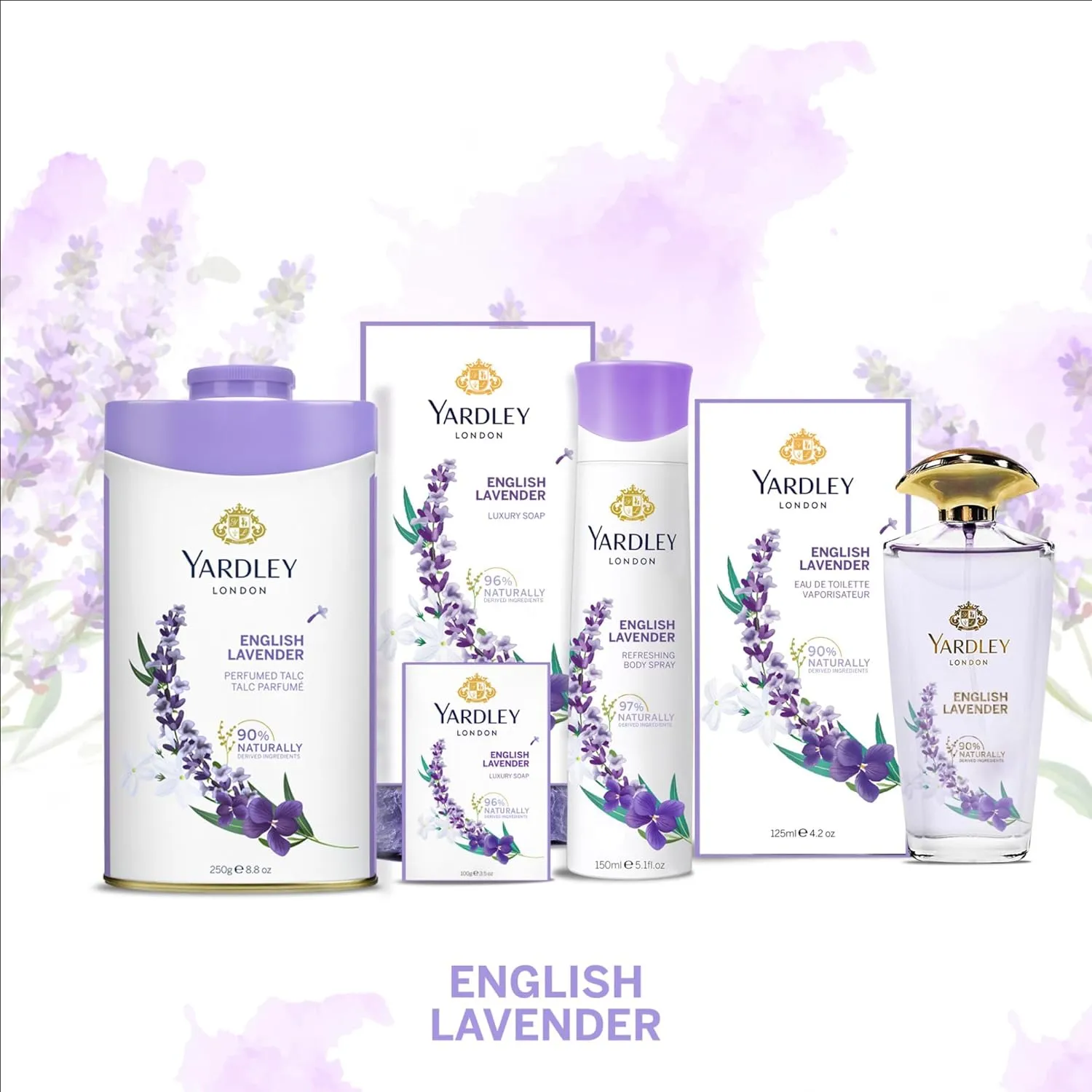 yardley london english lavender soap, long lasting, rich and creamy lather, beautiful scented fragrance, lavender colour, 100 gm , pack of 3