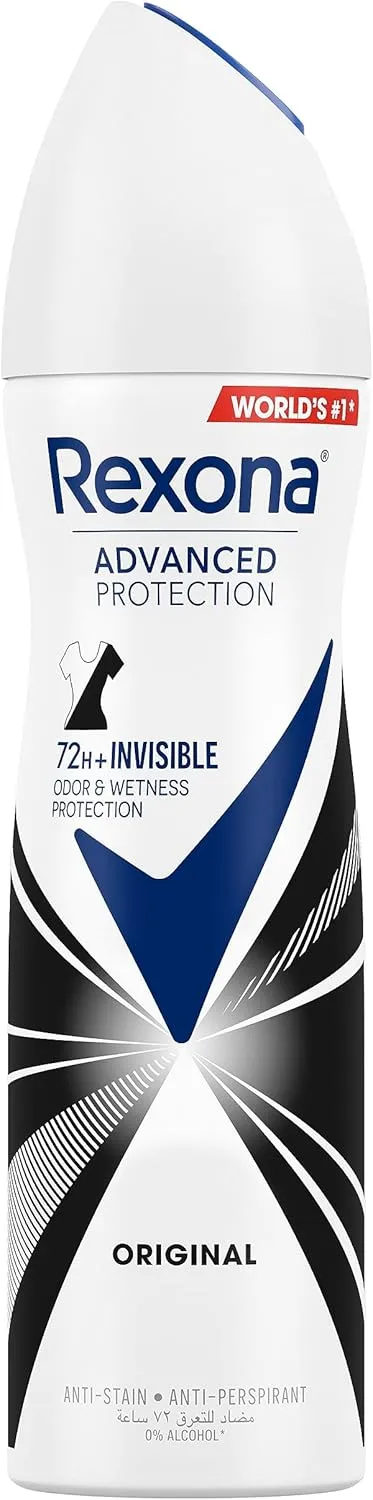 unilever rexona women antiperspirant deodorant spray, 72 hour sweat & odor protection*, invisible, with motionsense technology, 150ml