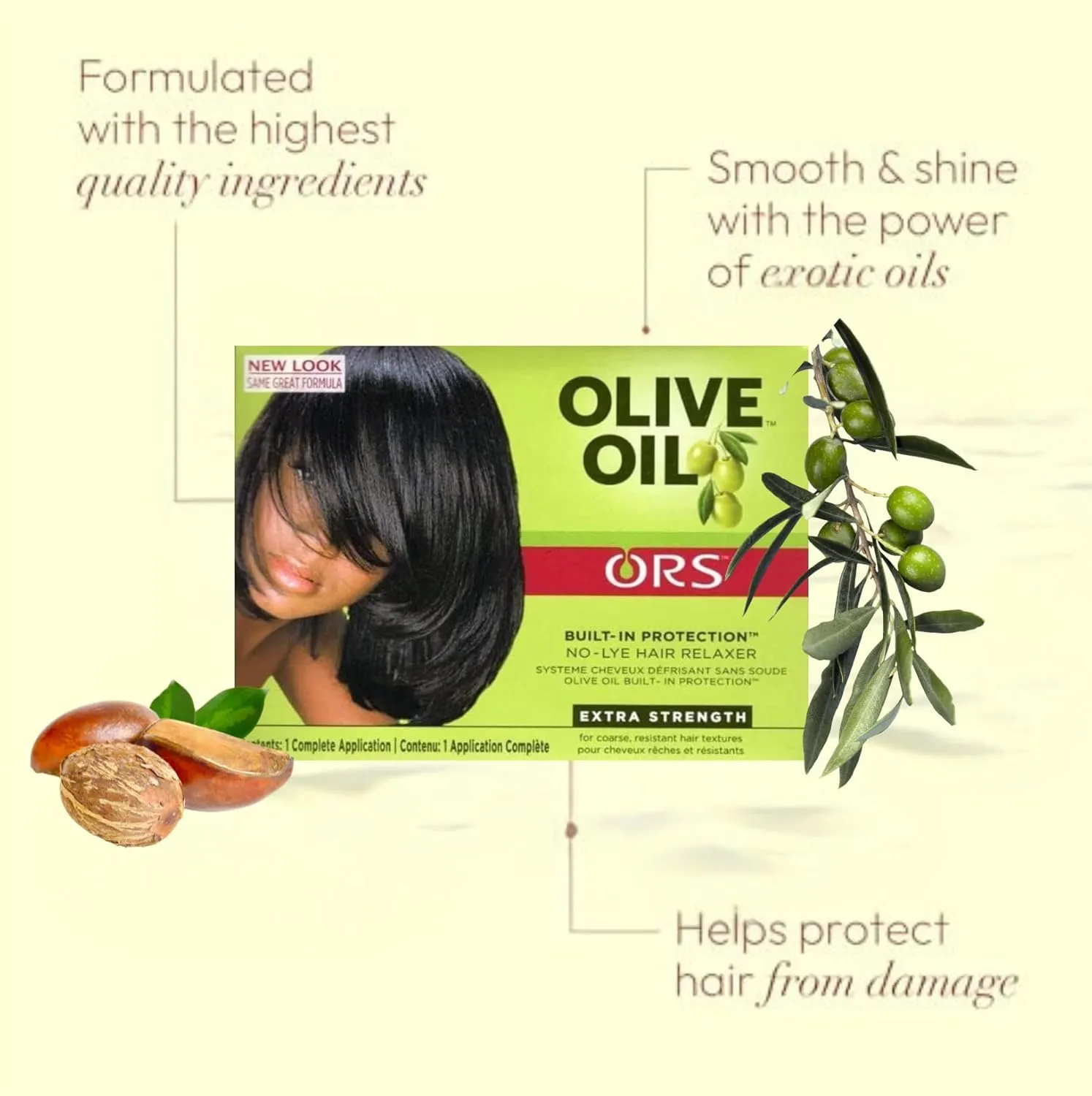 ors olive oil no lye hair relaxer kit: extra strength | built in protection for coarse, resistent hair textures | get smoother, silky & softer hair