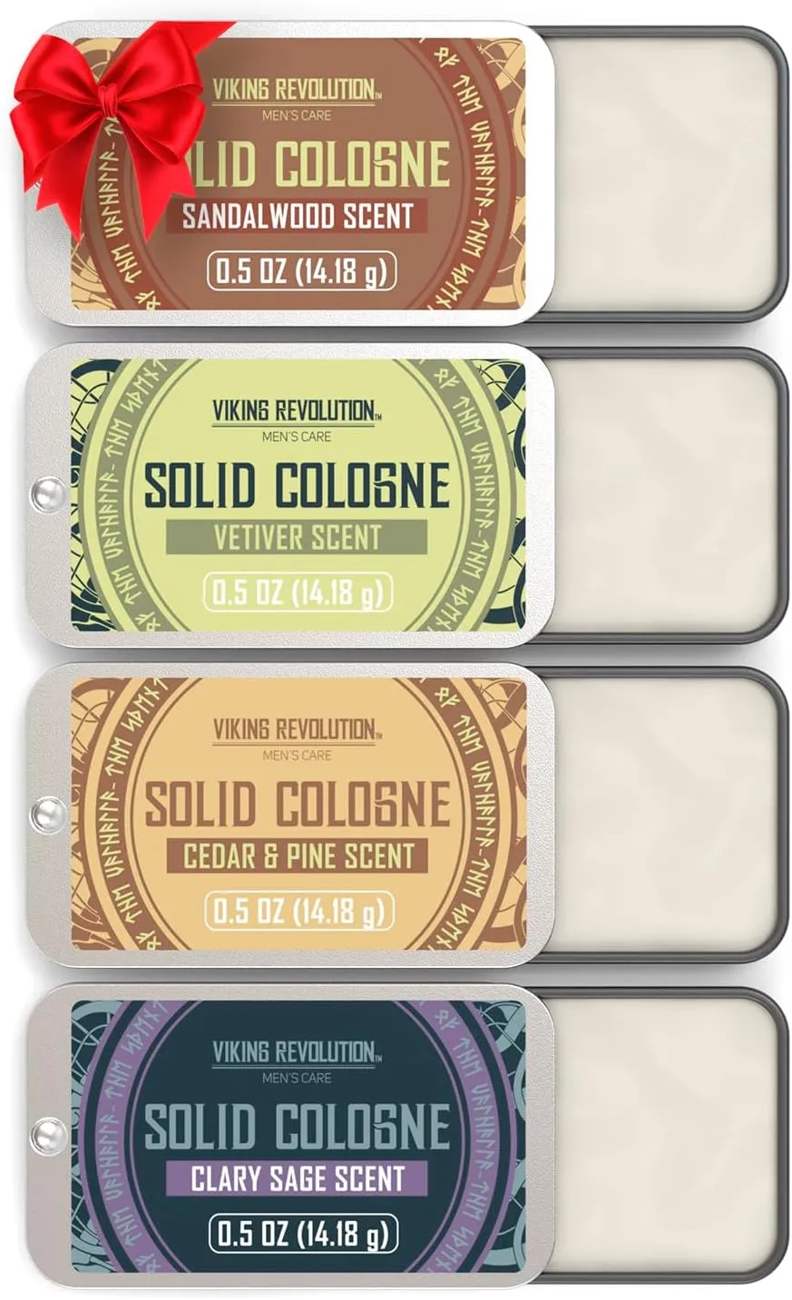 viking revolution mens solid colognes men perfumes for men men solid perfume with cedar wood, clary sage, vetiver, sandalwood 4 pack 0.5 oz / 14g each