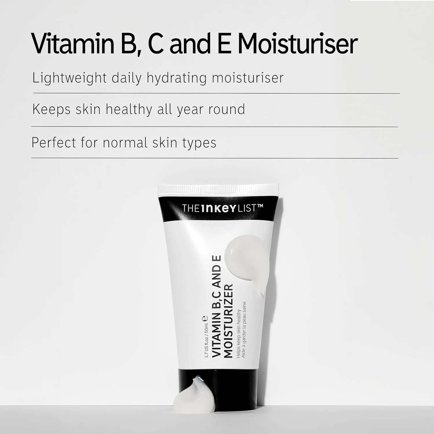 the inkey list vitamin b, c and e lightweight daily face moisturiser to keep skin healthy 50ml