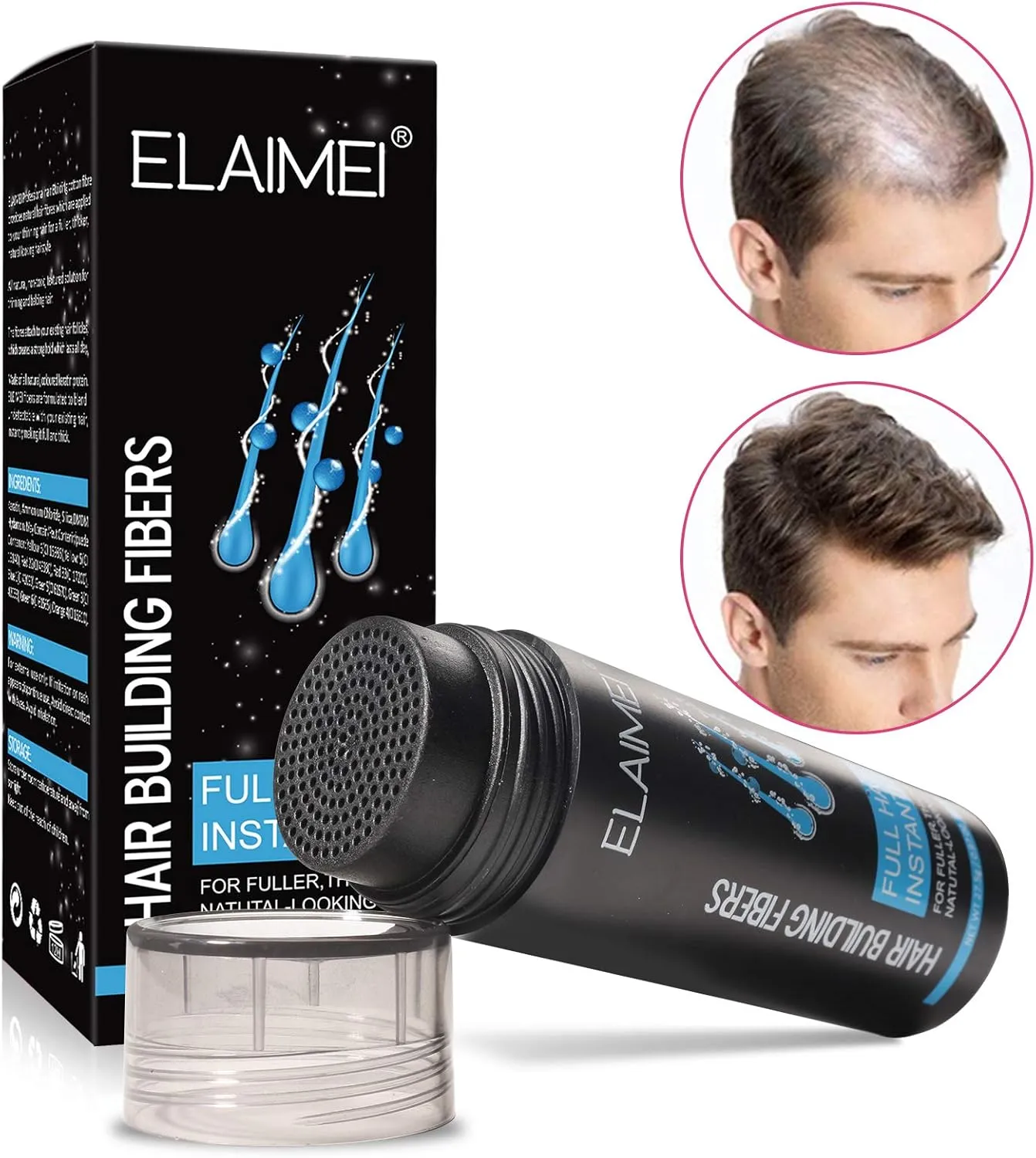 hair fibers for thinning hair dark brown, hair building fibers for men women with hair fiber spray applicator, hair building fibers refill thicker hair in 15 seconds, conceals hair loss & look younger