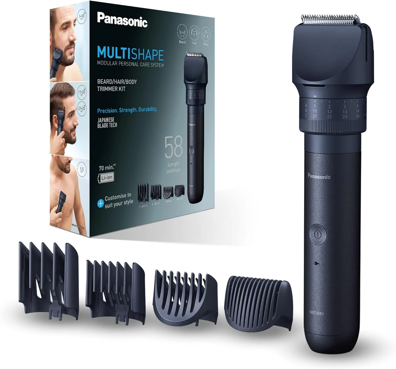 panasonic multishape wet & dry beard, hair & body trimmer, 58 cutting lengths er ckl2 a222