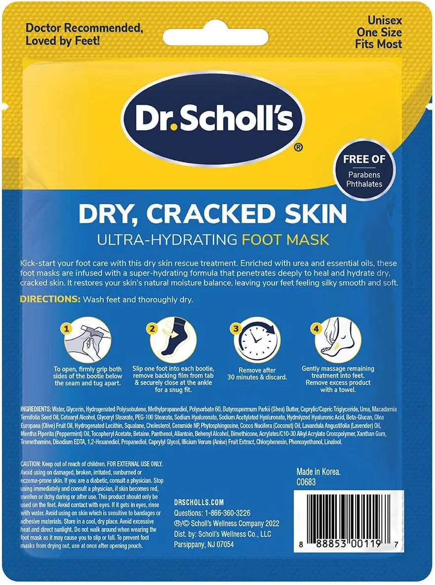 dr. scholl's dry cracked skin ultra hydrating foot mask 1.49fl oz 1 pair