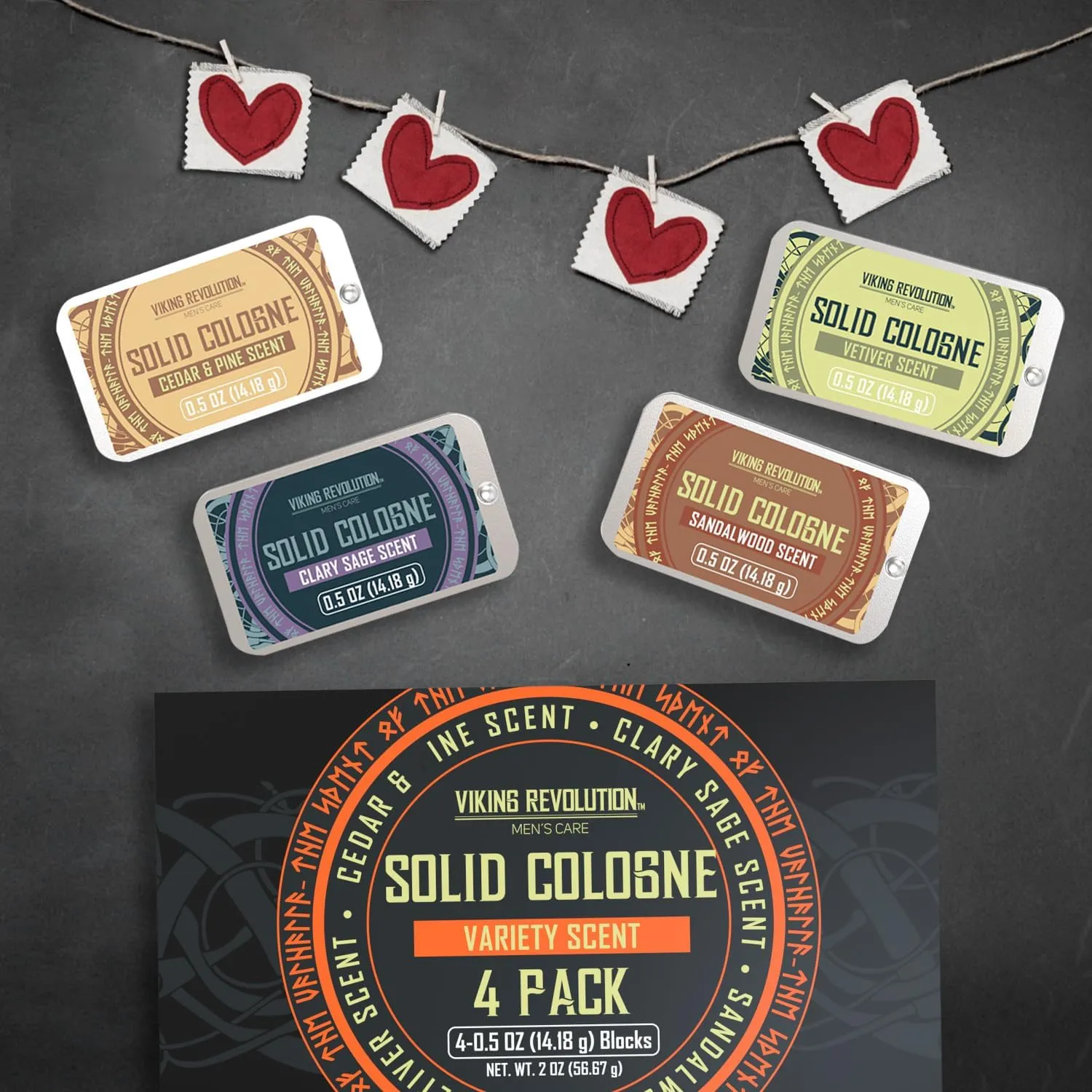 viking revolution mens solid colognes men perfumes for men men solid perfume with cedar wood, clary sage, vetiver, sandalwood 4 pack 0.5 oz / 14g each