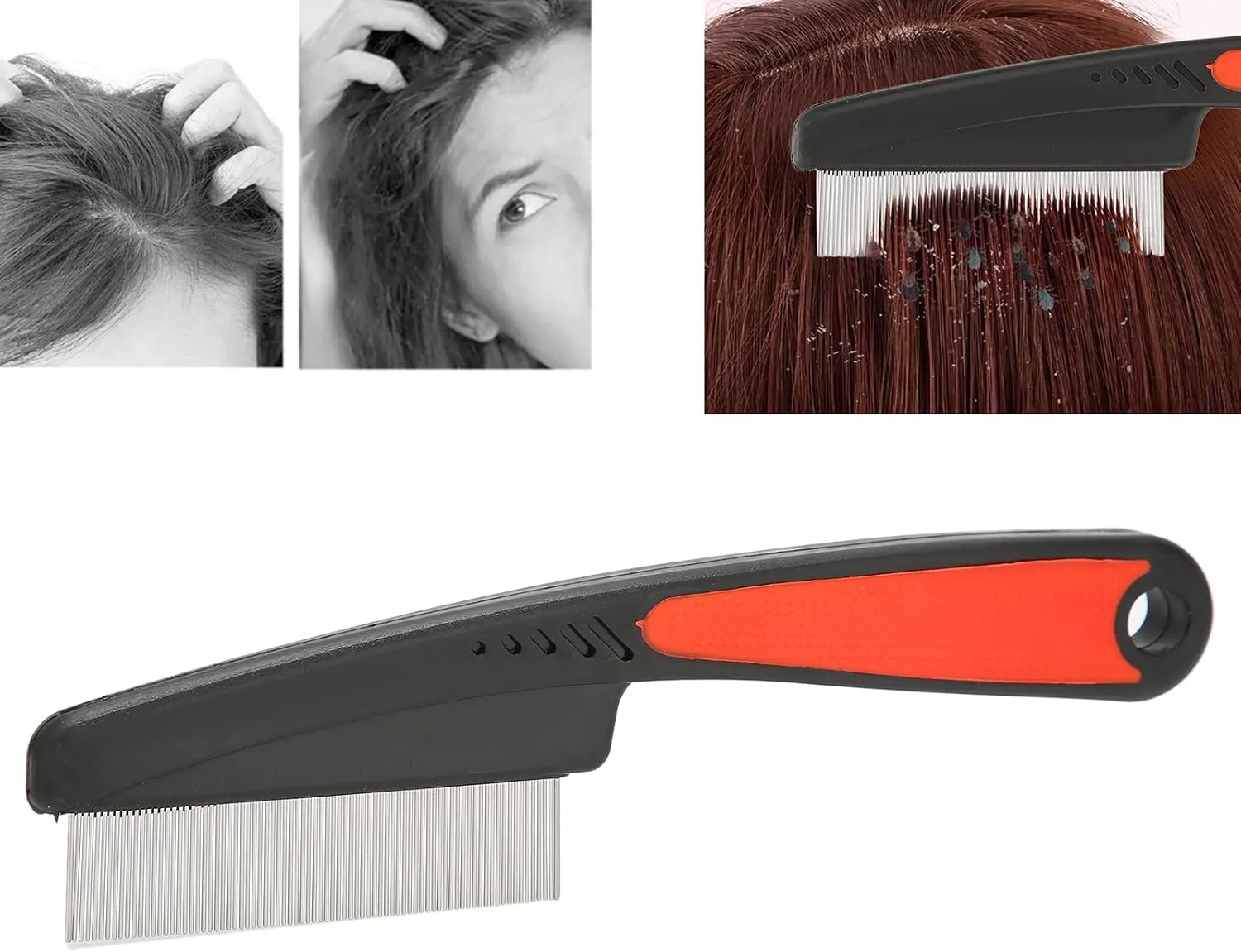 aisr stainless steel lice comb, lice nit removal hair comb, professional fine tooth comb hair grooming comb with long metal teeth for kids adults pets, long/short hair dandruff removal