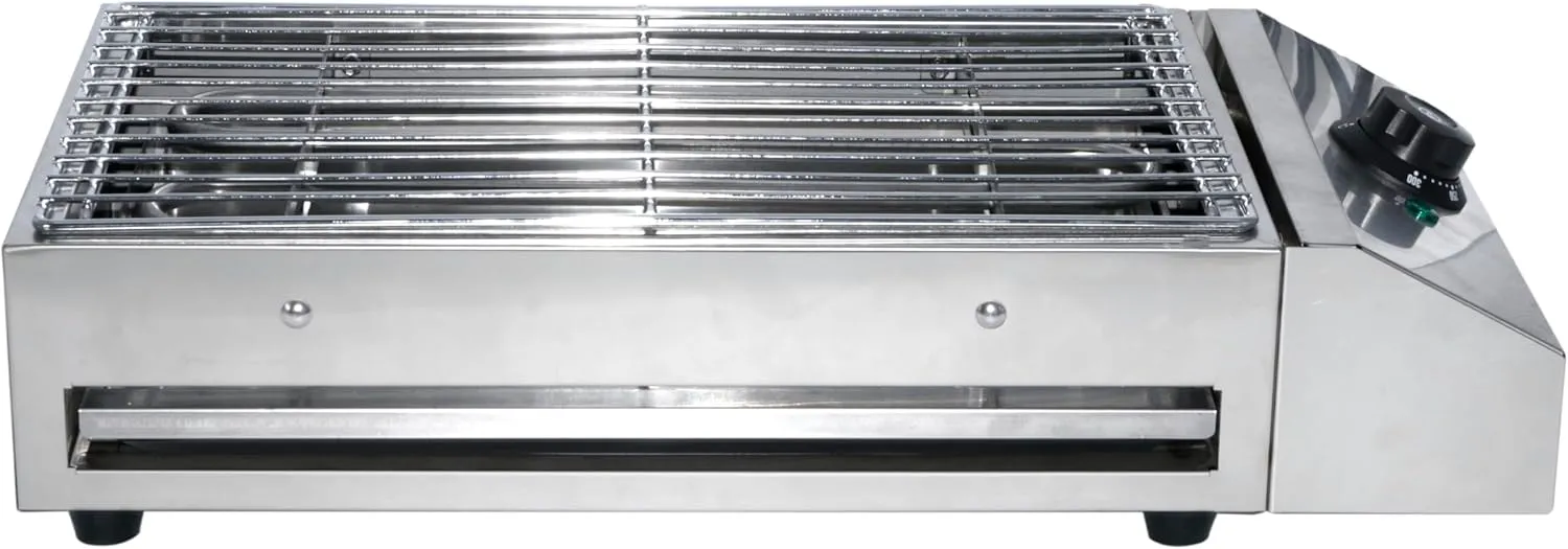 Grace Electric Grill Stainless Steel Smokeless BBQ Grill Countertop Barbecue Oven for Indoor & Outdoor, Adjustable Temperature, Removeable Stainless Steel Grate and Oil Drip Tray (SM-280)