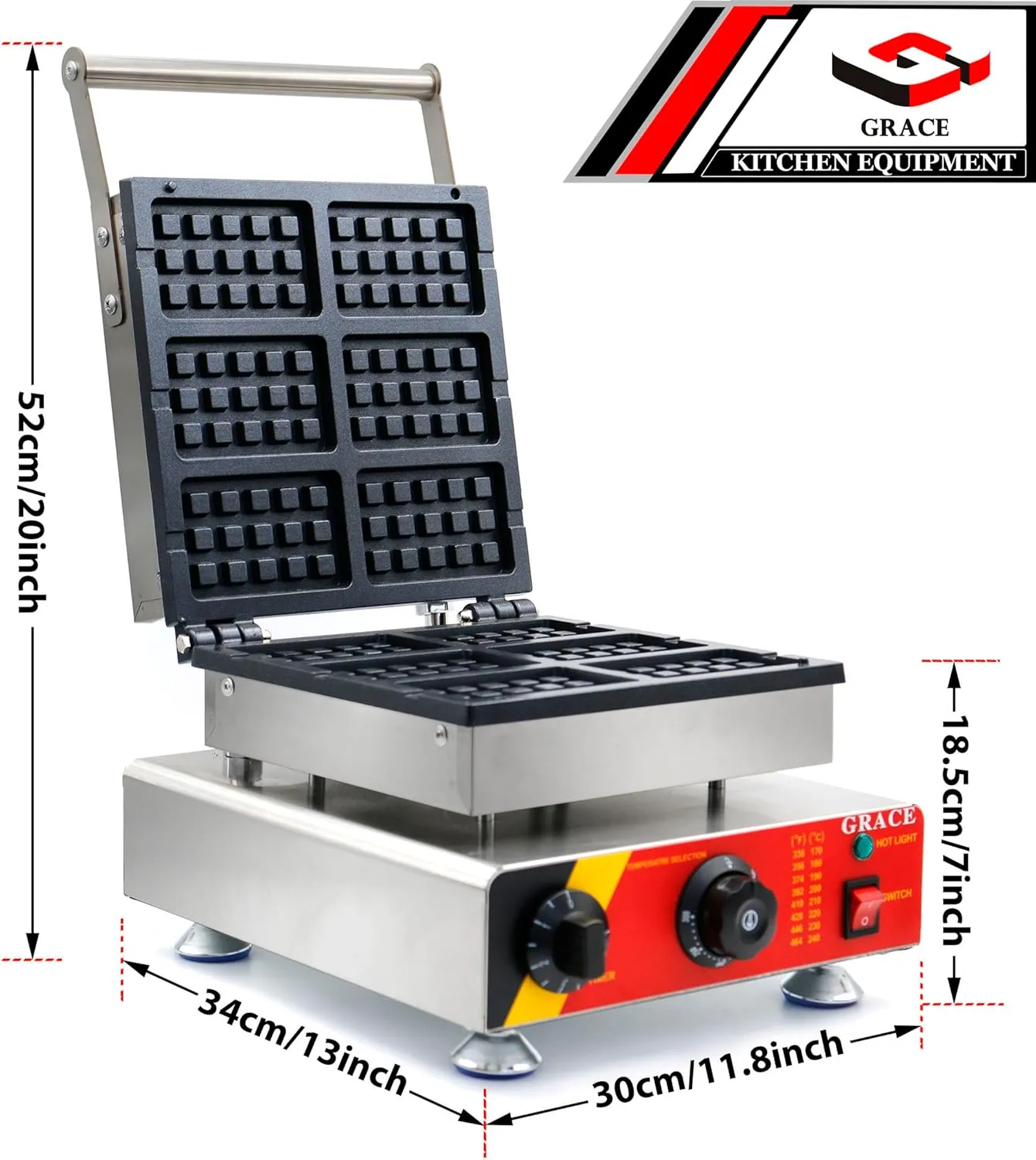 GRACE Commercial Electric Popsicle Stick Waffle Machine Stainless Non-stick Plate Waffle Pops Maker 1500W/220V