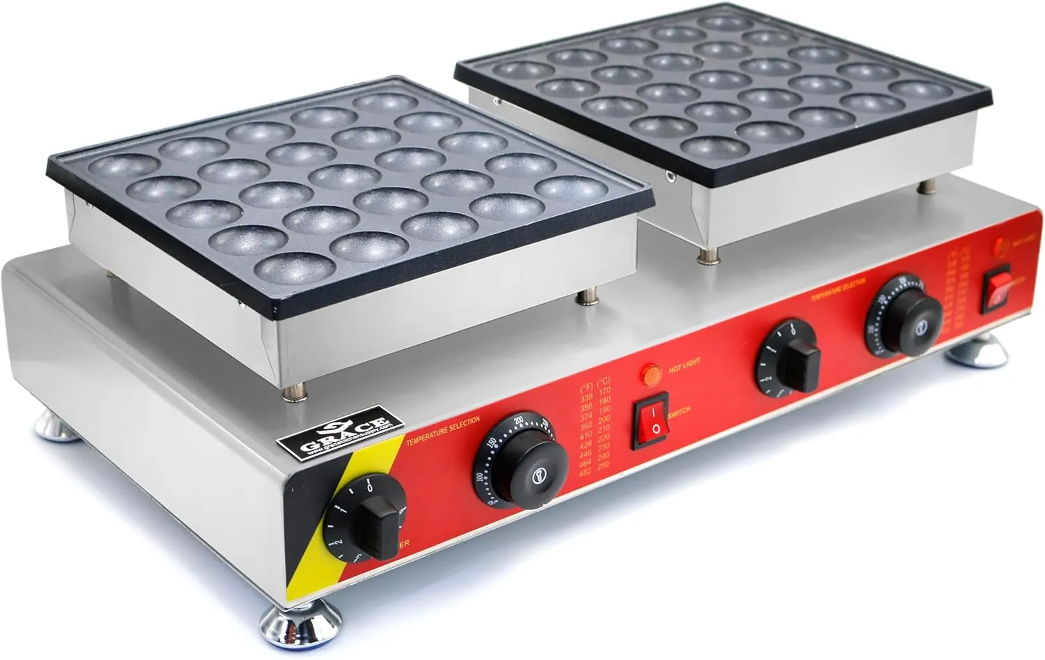 Grace Pancake Maker Mini Dutch Electric Dorayaki Maker Muffin Making Machine Non-stick Surface for Bakery Home and Kitchen Restaurant Leisure Snack Bar (GR-544-50 HOLES)