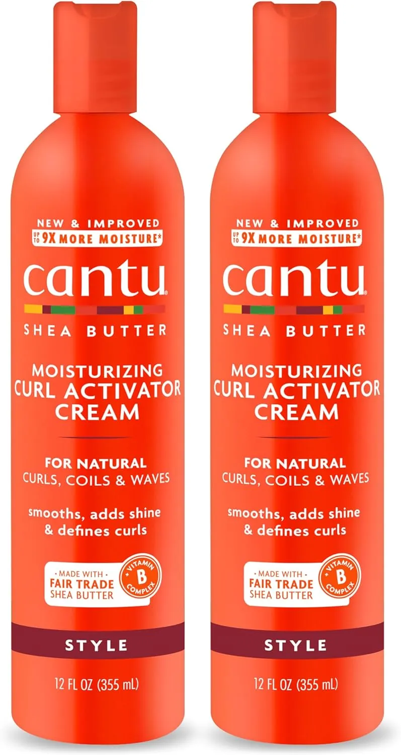 cantu moisturizing curl activator cream for natural hair with pure shea butter, 12 fl oz pack of 2 packaging may vary, white