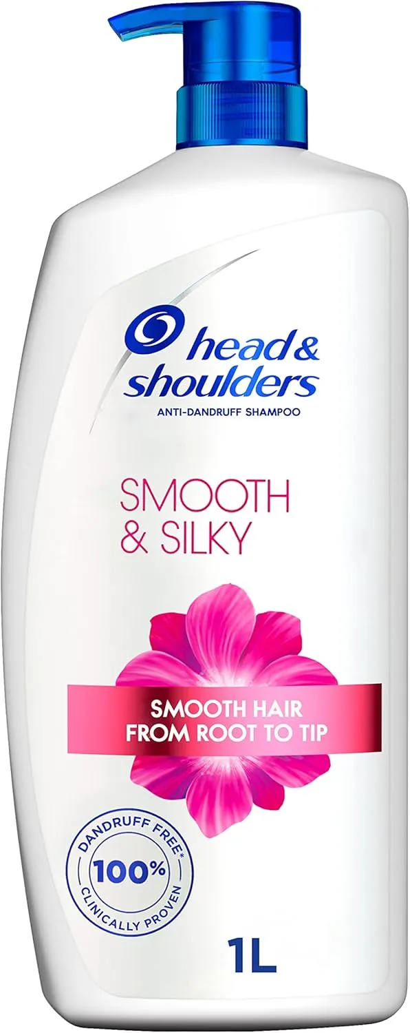 head & shoulders smooth & silky anti dandruff shampoo for dry frizzy hair, 1000ml