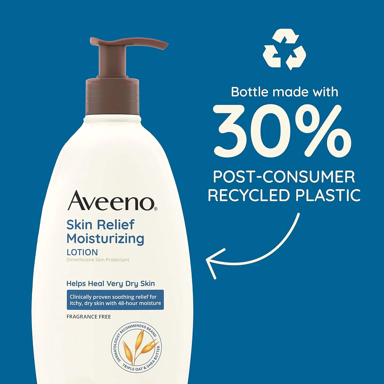 aveeno skin relief moisturizing lotion for very dry skin with soothing triple oat & shea butter formula, dimethicone skin protectant helps heal itchy, dry skin, fragrance free, 33 fl. oz
