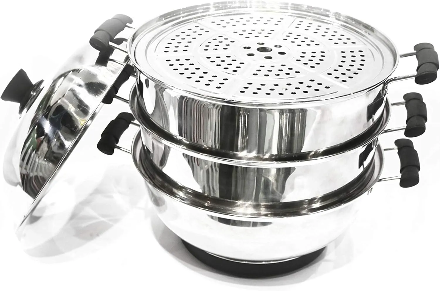 Grace Kitchen Electric Stainless Steel 3 Tier Sweet Corn Steamer-Sliver