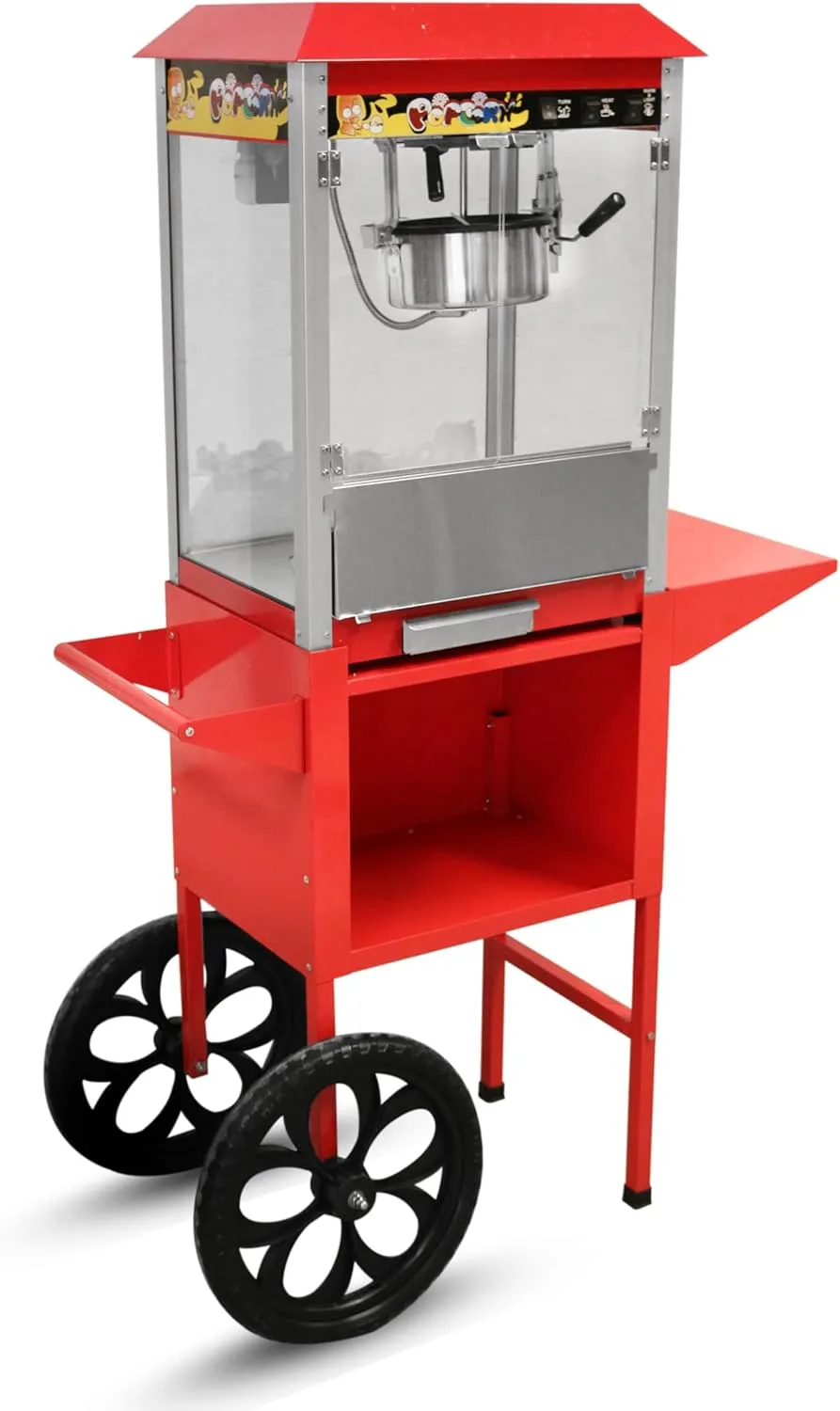 GRACE KITCHEN 8 Ounce Commercial Popcorn Maker with Cart
