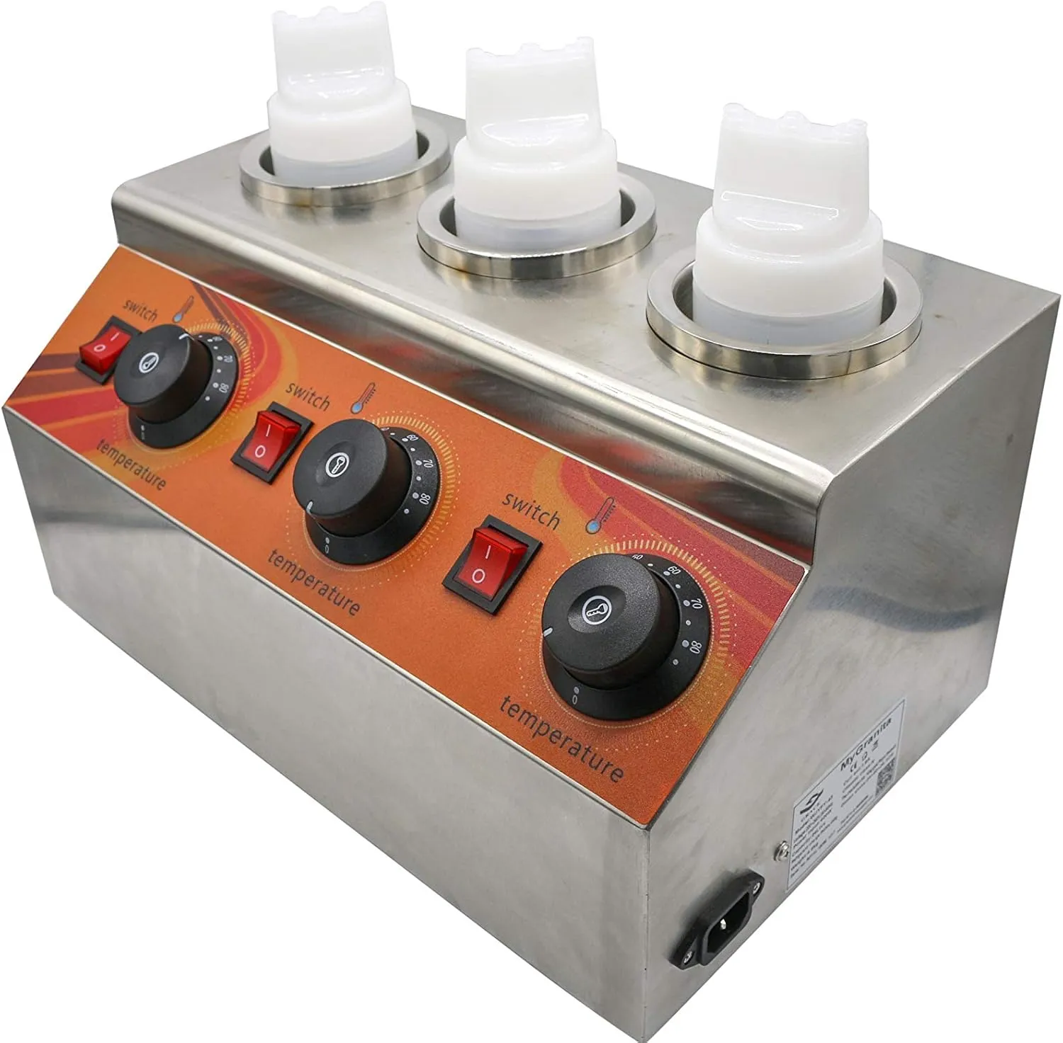 GRACE KITCHEN Commercial Sauce Bottle Warmer with 3 Compartment with 3 Squeeze Bottle 709 ml