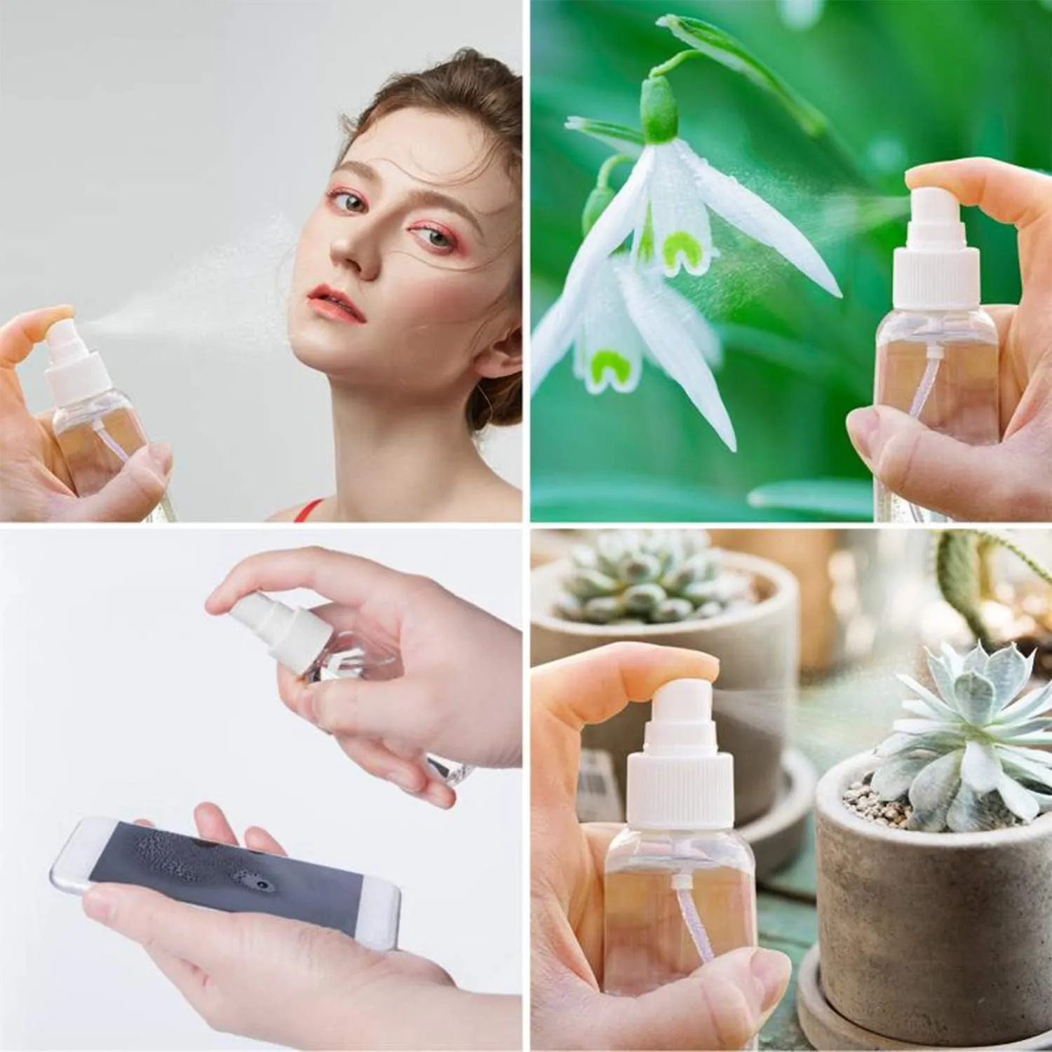 gjt 2oz/50ml plastic spray bottles,gjt plastic spray clear empty fine mist plastic mini travel bottle set bottles refillable liquid containers 6 pack