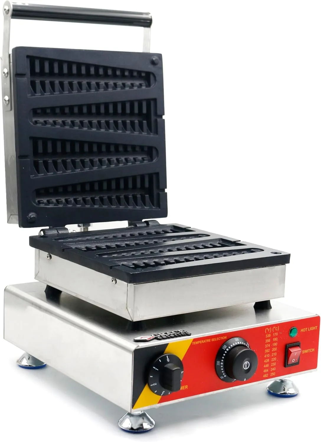 Grace Commercial Pine Shape Waffle Maker – Heavy Duty Electric Lolly Waffle Iron for Professional Kitchens, Perfect for Unique Waffle Designs & High-Volume Cooking