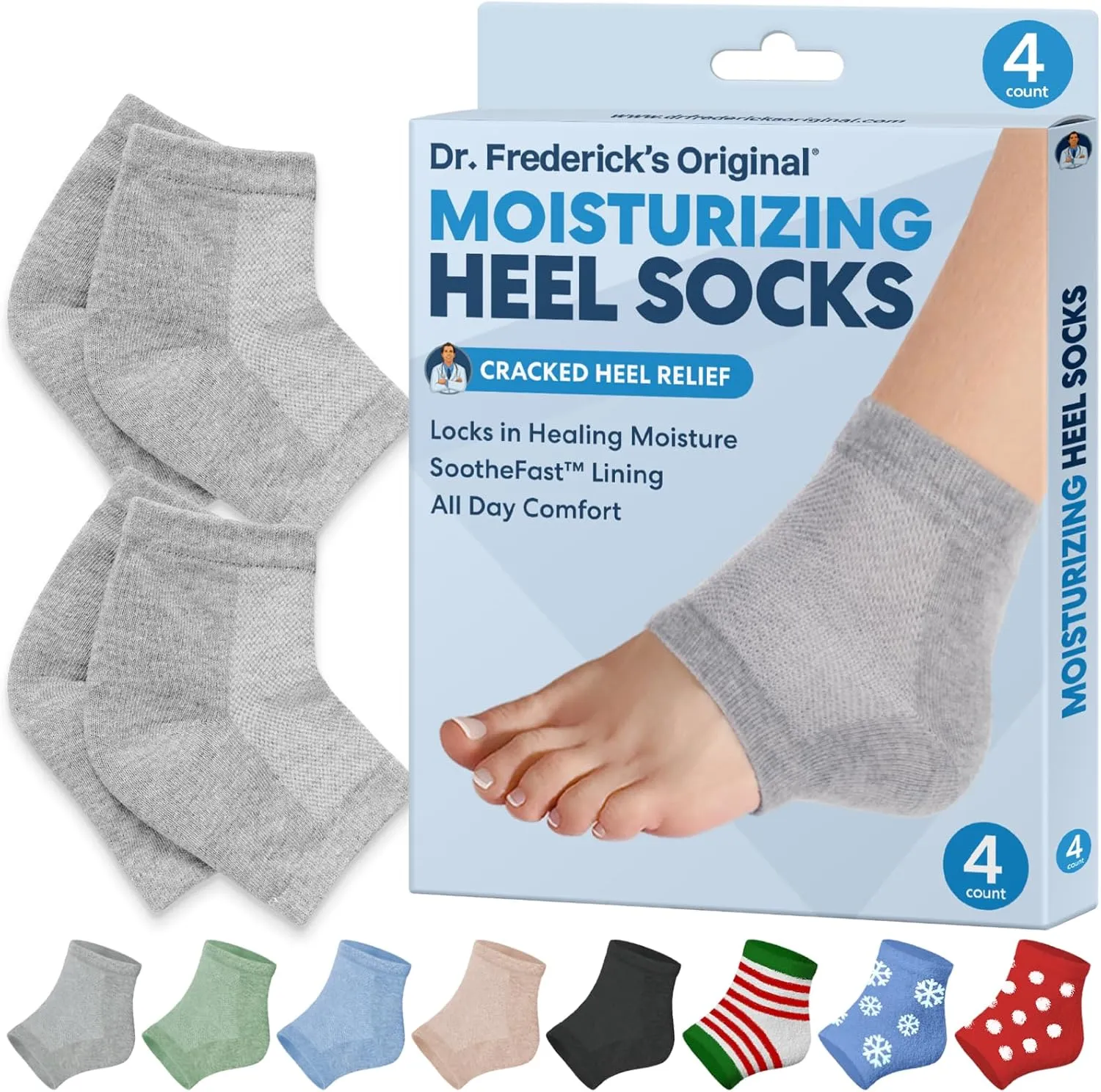 dr. frederick's original moisturizing heel socks for cracked heel treatment 2 pairs stop cracked heels in their tracks