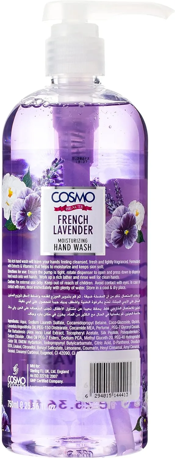 cd cosmo designs beauty hand wash french lavender, 750ml