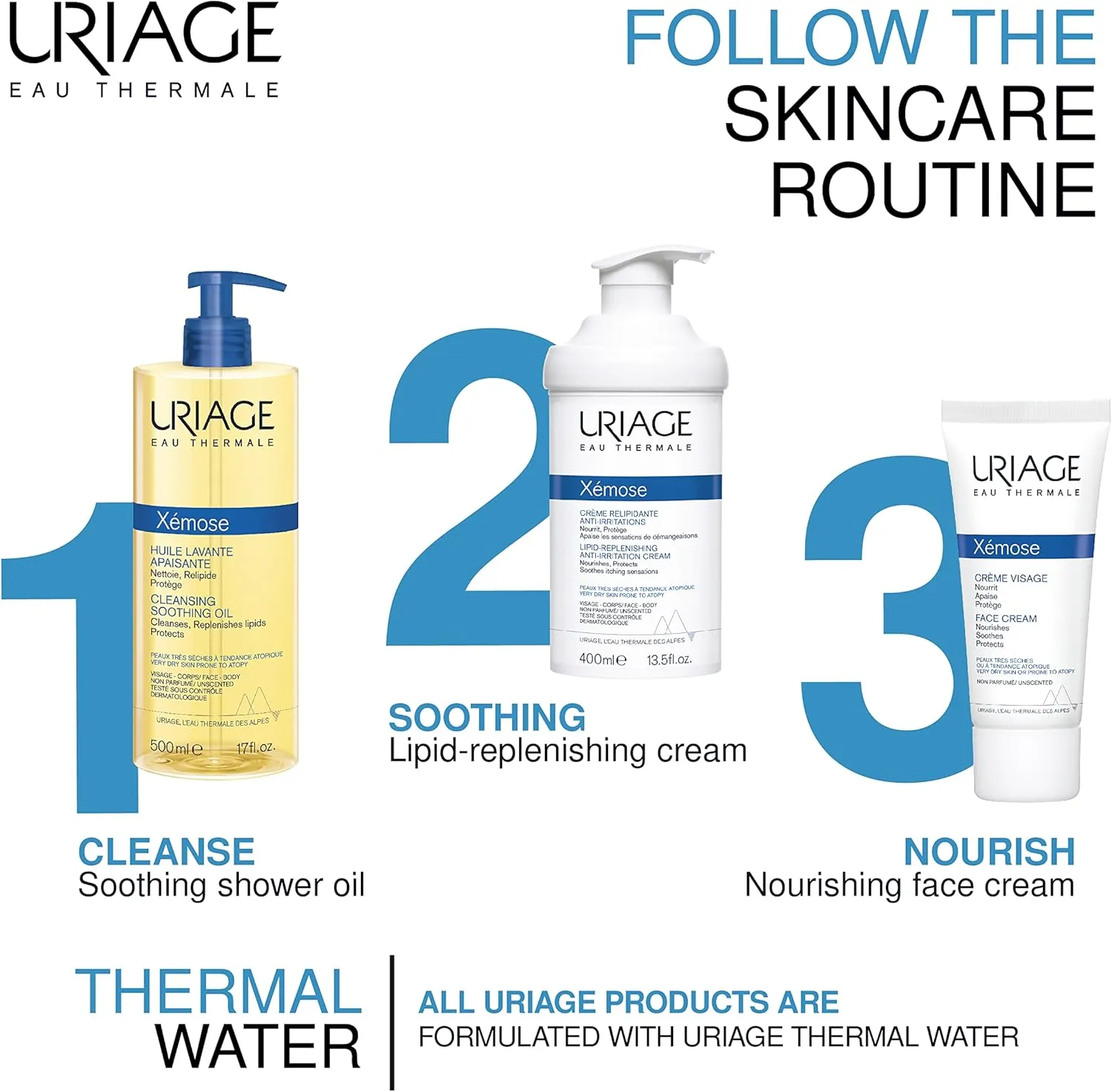 uriage xemose lipid replenishing anti irritation cream, 400 ml