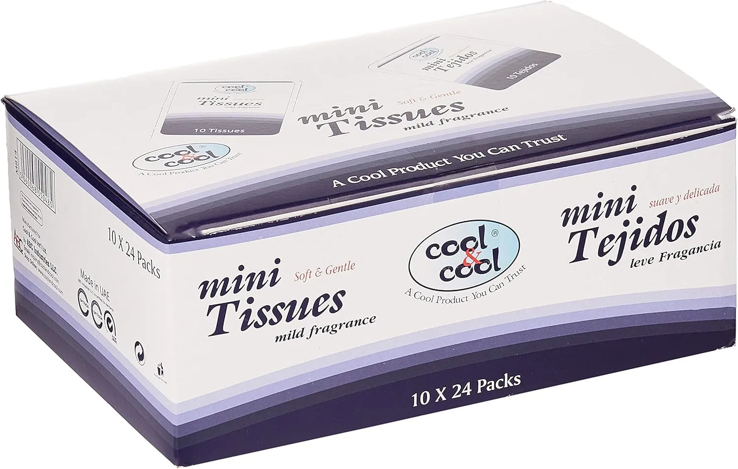 cool & cool mini pocket tissues 10's (pack of 24) your on the go comfort companion for staying fresh anywhere 240's