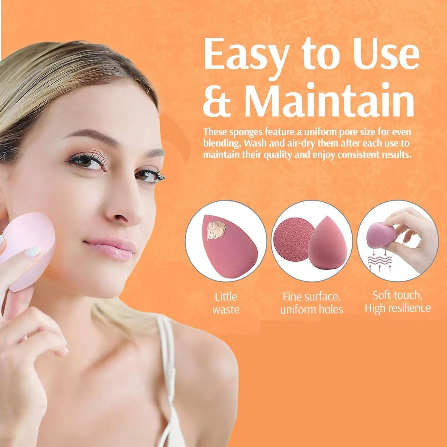 fixwal® 8 pcs makeup sponge puff set, foundation blending beauty sponge, complexion skin care flawless for liquid, eye cream, and powder, multi colored makeup blender