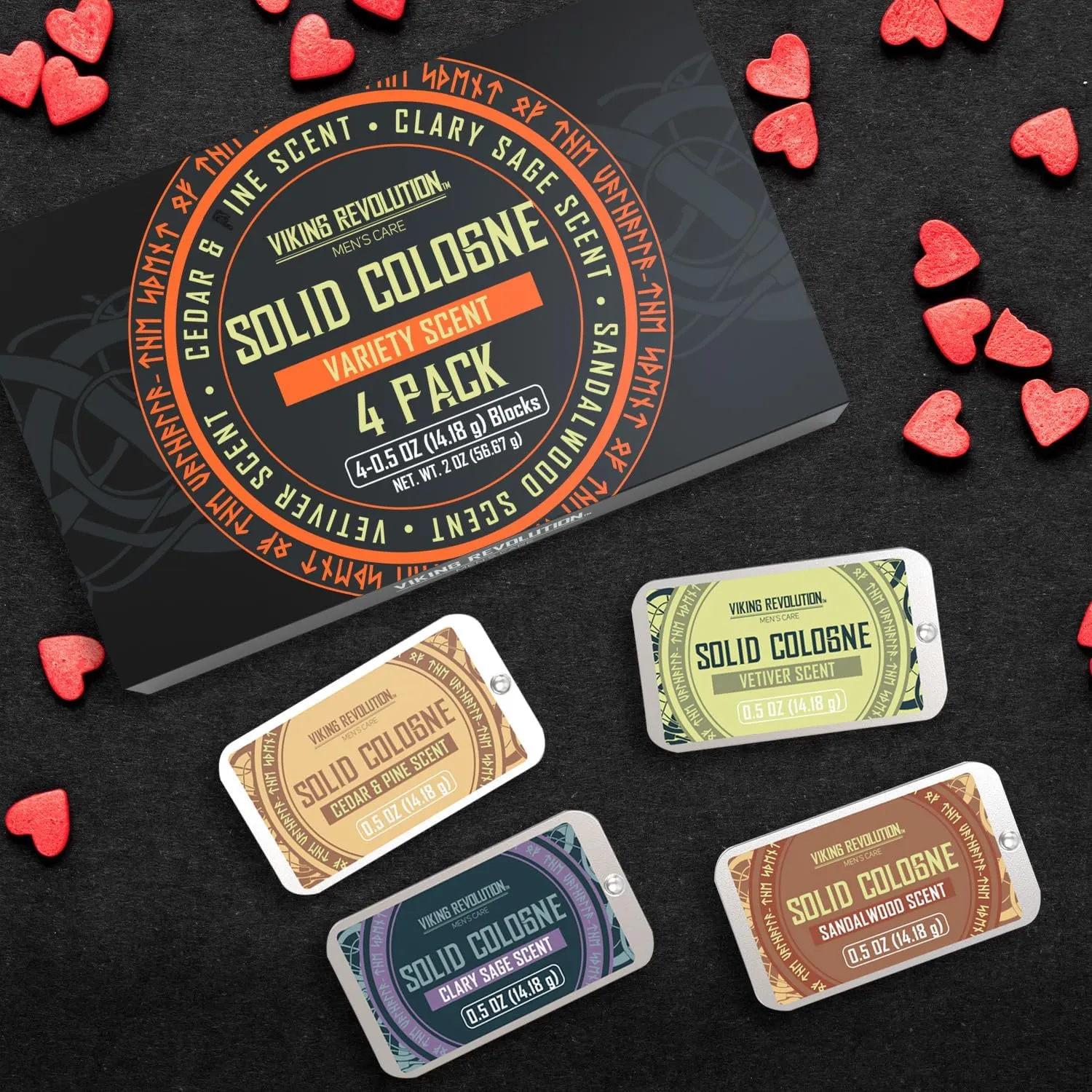 viking revolution mens solid colognes men perfumes for men men solid perfume with cedar wood, clary sage, vetiver, sandalwood 4 pack 0.5 oz / 14g each