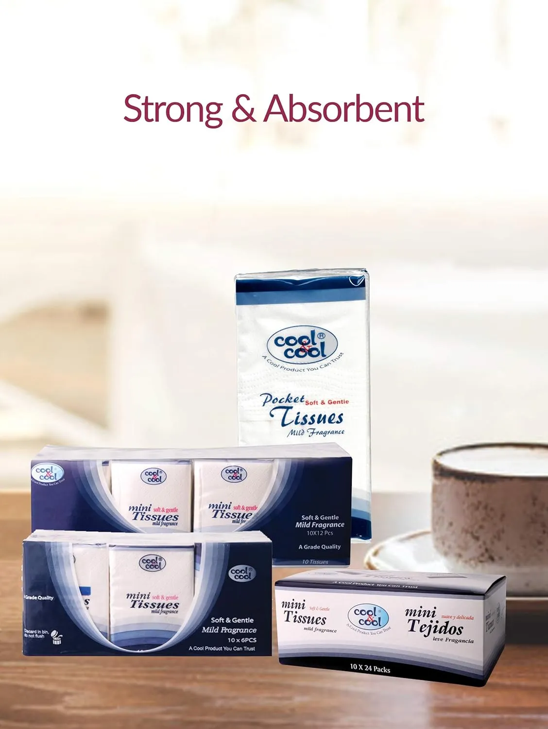 cool & cool mini pocket tissues 10's (pack of 24) your on the go comfort companion for staying fresh anywhere 240's