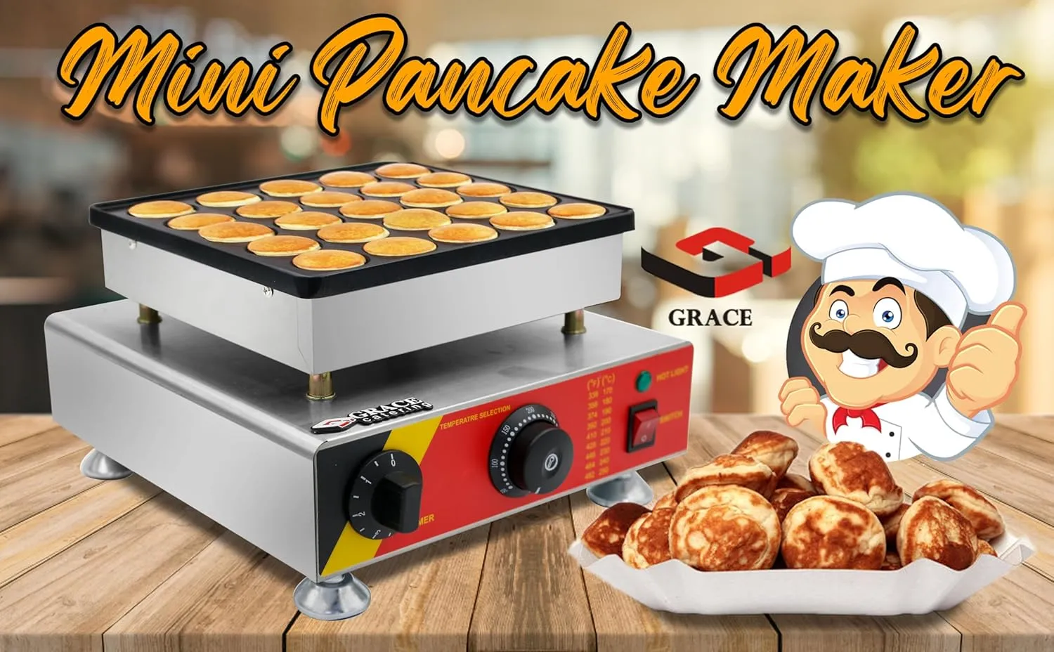 GRACE KITCHEN 25 Holes Snack Equipment Commercial Mini Pancakes Maker Poffertjes Machine/Electric Dutch Pancake Maker 310 * 330 * 200 Millimetre