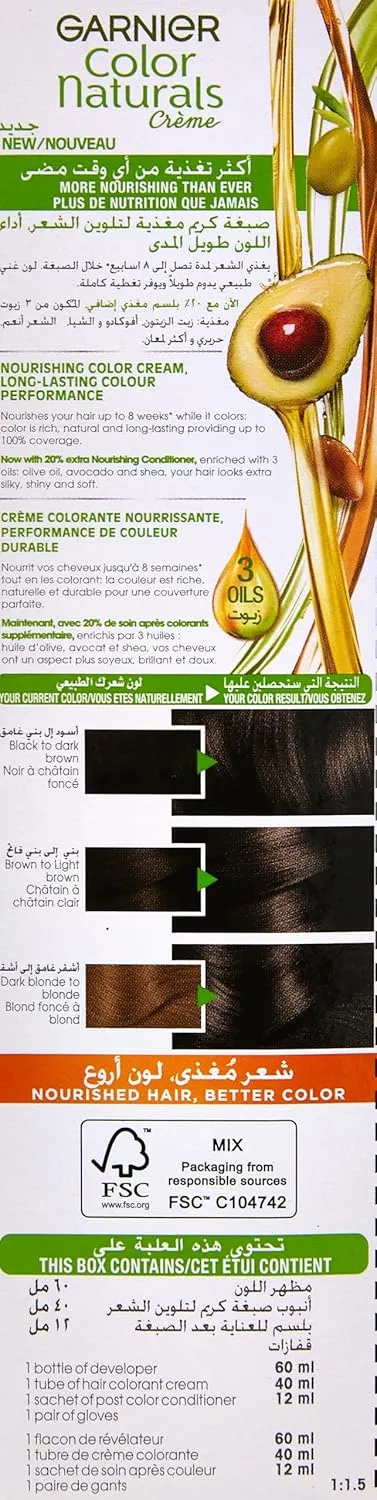 garnier color naturals, 5.1 deep ashy light brown, permanent hair color, pack of 2