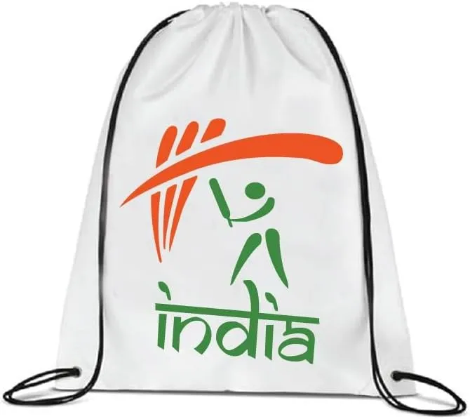 India Sports Cricket Fans Combo Set - Pack of 3 - Drawstring Bag, Hand Flag, Embroidered Cap for Adults- Cricket Combo for India Sports Fans - Perfect for Sports Events and Cricket Matches