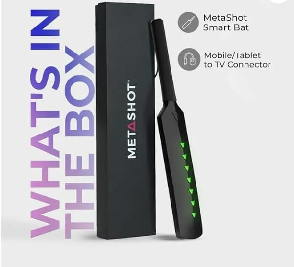 Merlin Metashot Augmented Reality Smart Cricket Bat with Game Compatible with TVs, PC/Mac, iOS/Android, Tabs/iPad