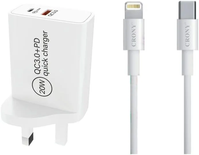 CRONY Cr-003 Pd20W+Qc3.0 Fast Charger+3Acharging&Data Cable