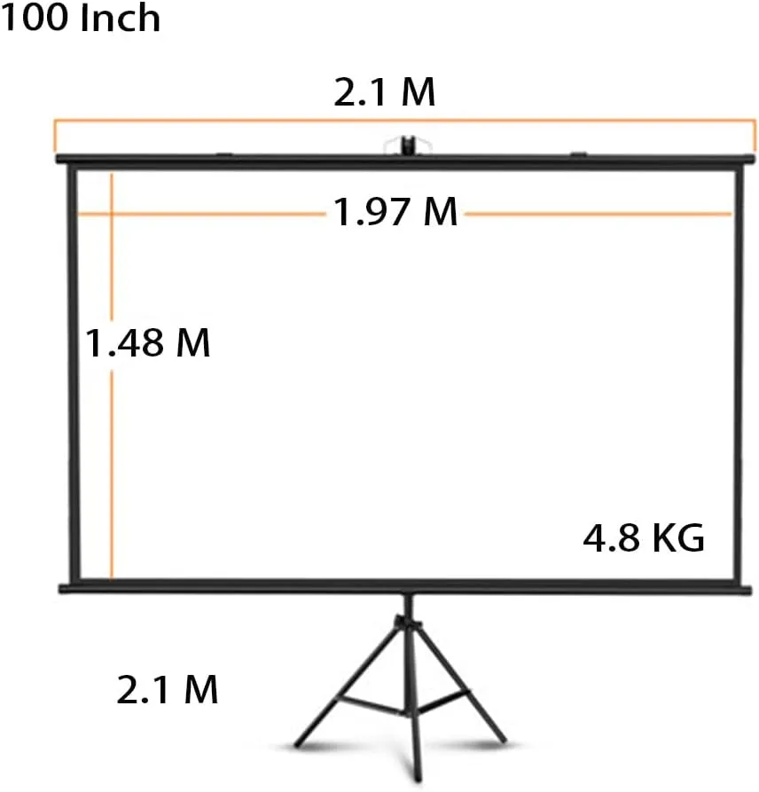 CRONY 100”projector screen with stand Portable Foldable Projection Movie Screen Fabric
