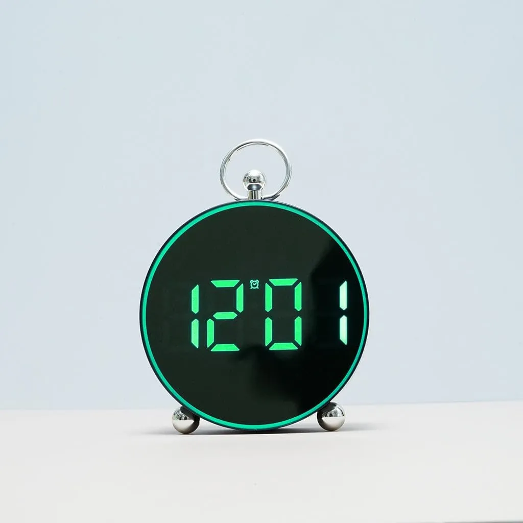CRONY Digital Clock, 12.7 cm Diameter, Green LED Display, Black