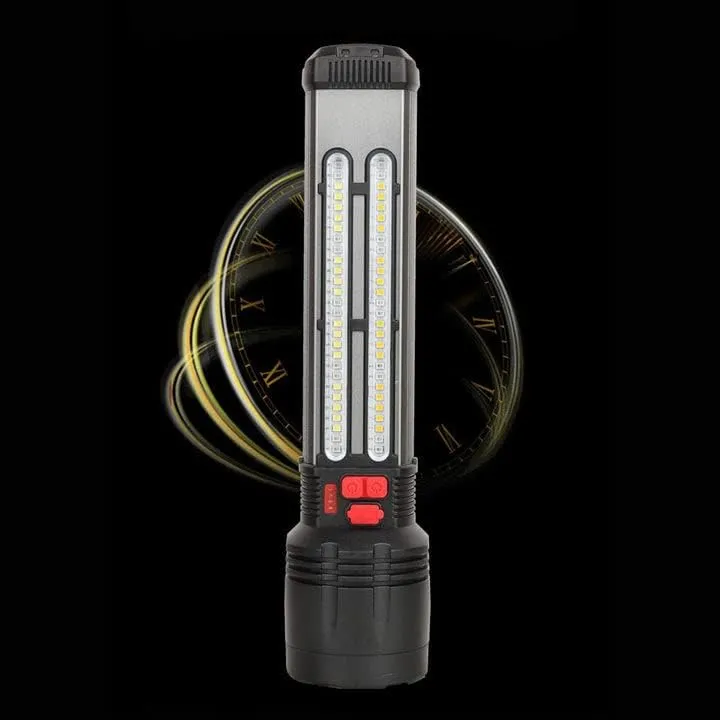 CRONY W5122A Solar Energy Flashlight Plastic with 2835#+3030# Lamp Bead 18650 Battery 2000mAh Switch Type-C Port USB Charging