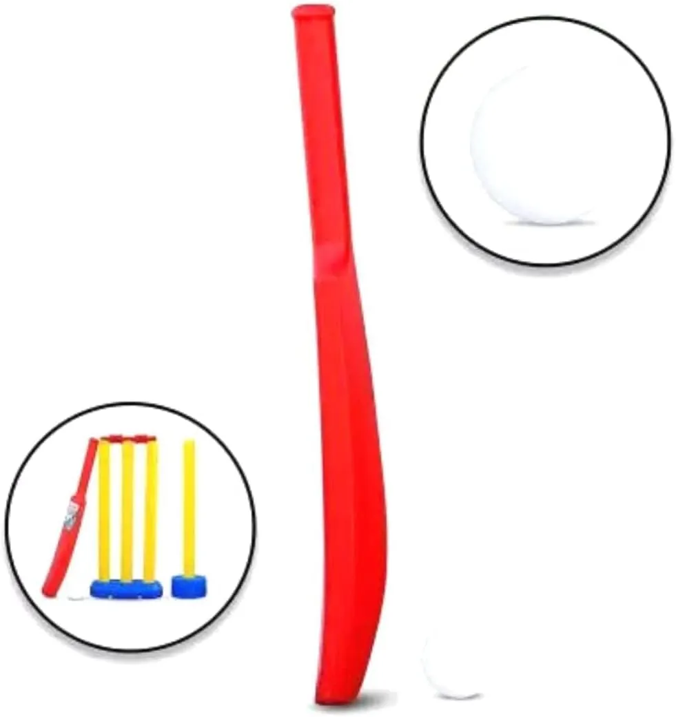 Plastic Cricket Bat Ball Kit for Kids - Lightweight and Durable Plastic Bat Ball and Stumps - Equip Plastic Cricket Set for Kids - Ideal for Sport & Outdoor Toys