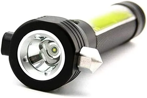 CRONY T09 Solar Usb Rechargeable Led Flashlight Solar Portable Hand Light Car Emergency Rescue Hammer Tool Safety Escape Hammer Compass