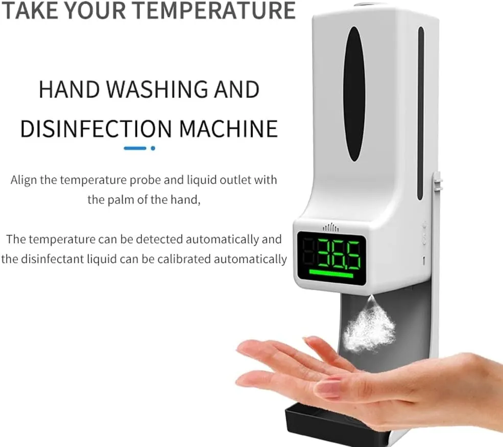 CRONY K9 Pro X Automatic Temperature Measurement&Disinfection Mach Intelligent Sensor Soap Dispenser With Thermometer Infrared Thermometer Dispenser