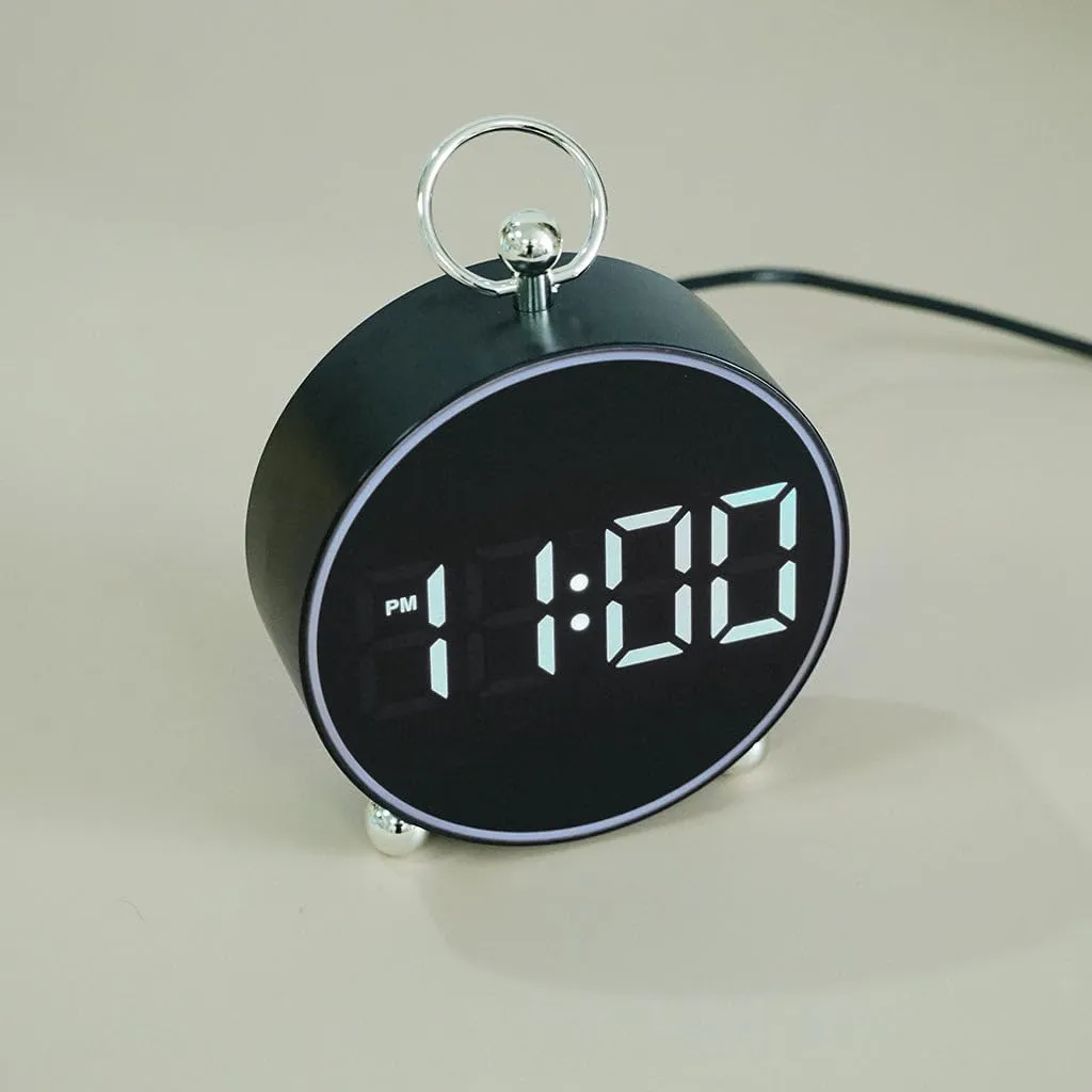 CRONY Digital Clock, 12.7 cm Diameter, White LED Display, White