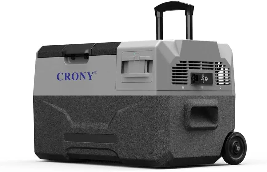 CRONY CX30 Car Refrigerator 30L with Detachable Lithium Battery, -20°C to 20°C, Camping Fridge Freezer, DC 12V/24V, Dual Power, Solar Compatible, Trolley Wheels