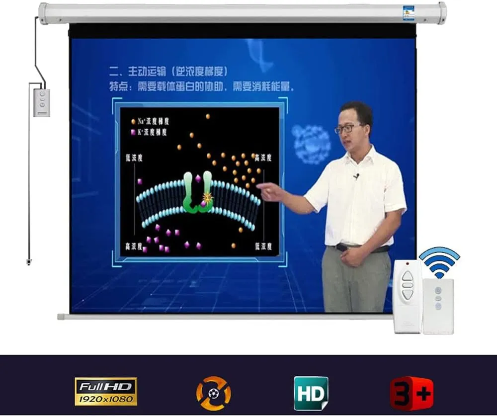 CRONY 120 Inch 4:3 Anti-Light Projection Screen Widescreen Projector Manual Pull Down Projection Screen