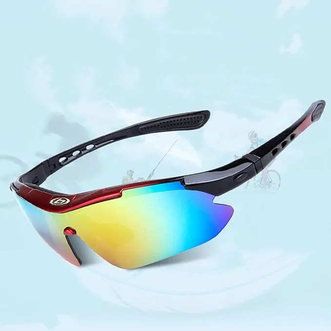 ORiTi Polarized Sports Sunglasses for Men Lightweight with 5 Interchangeable Lenses for Outdoor Cycling Running Driving Fishing Golf Climbing Sports