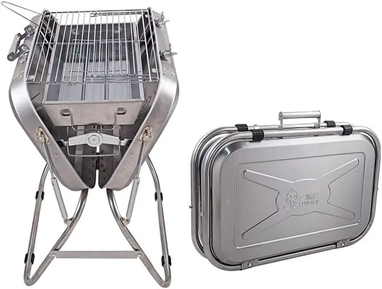 CRONY 8828 Portable Grill Folding Stainless Steel Commercial Portable Outdoor Camping Charcoal Bbq Grill
