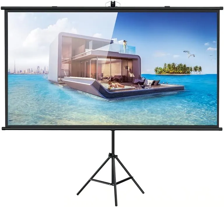 CRONY 120 Inches Tripod Projector Screen With Stand, Portable Foldable Projection Movie Screen Fabric
