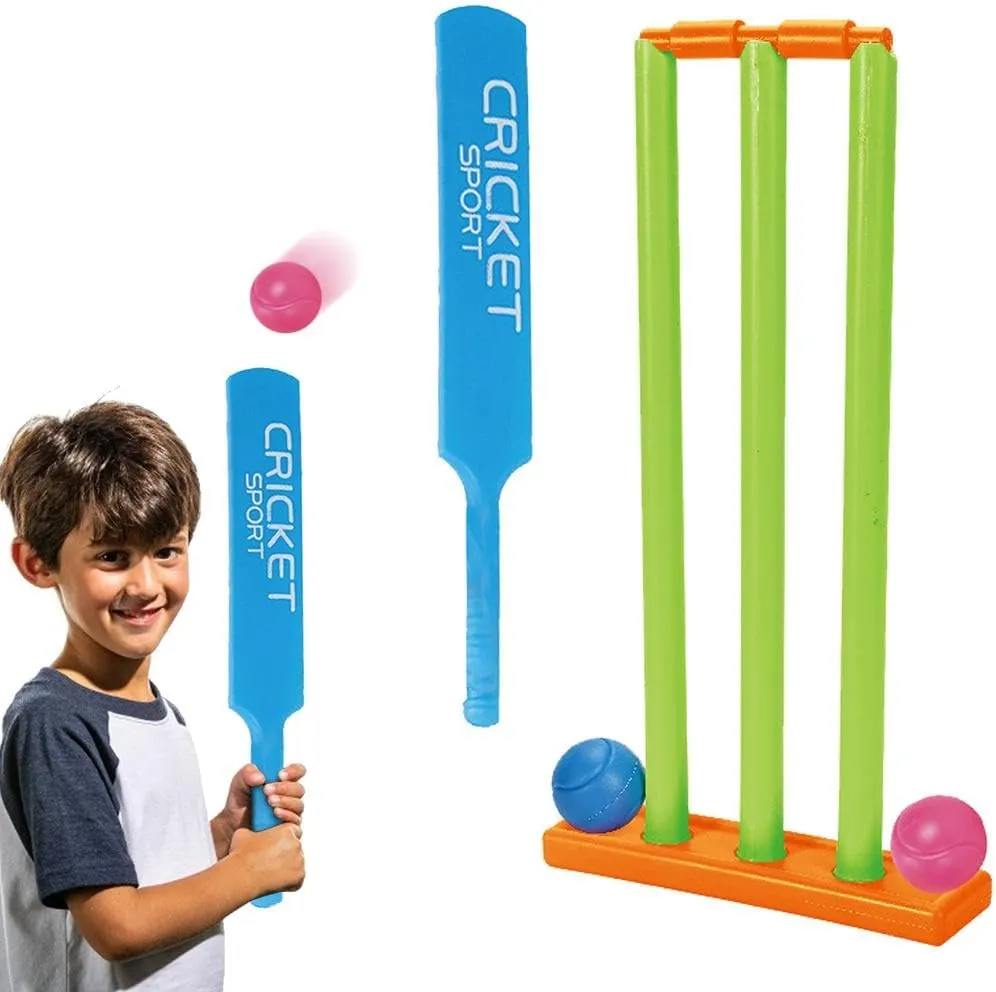 Home Smart Cricket Play Set for Kids Lightweight and Durable Beach Plastic Cricket Set Include Bat Ball and stumps for Play